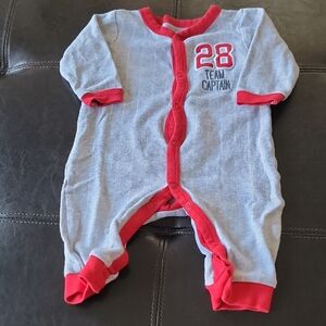 Carter's Gray and Red '28 Team Captain' Footie One-Piece